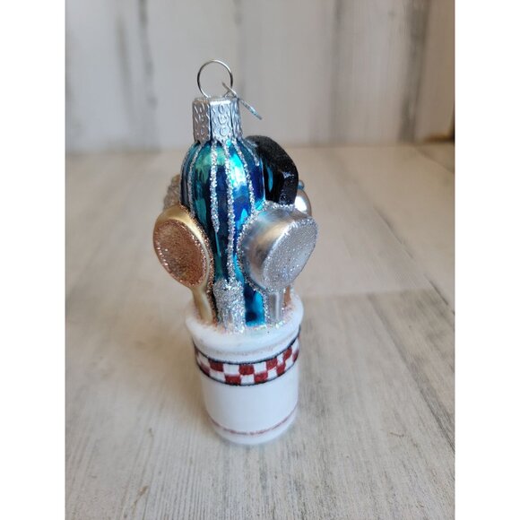 OWC old world Kitchen utensils blown glass glitter ornament Xmas - Picture 3 of 9